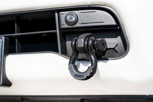 Nissan TITAN Tow Hook Brackets - Front - Rough Country - D-Ring Combo - Black - '17-'23